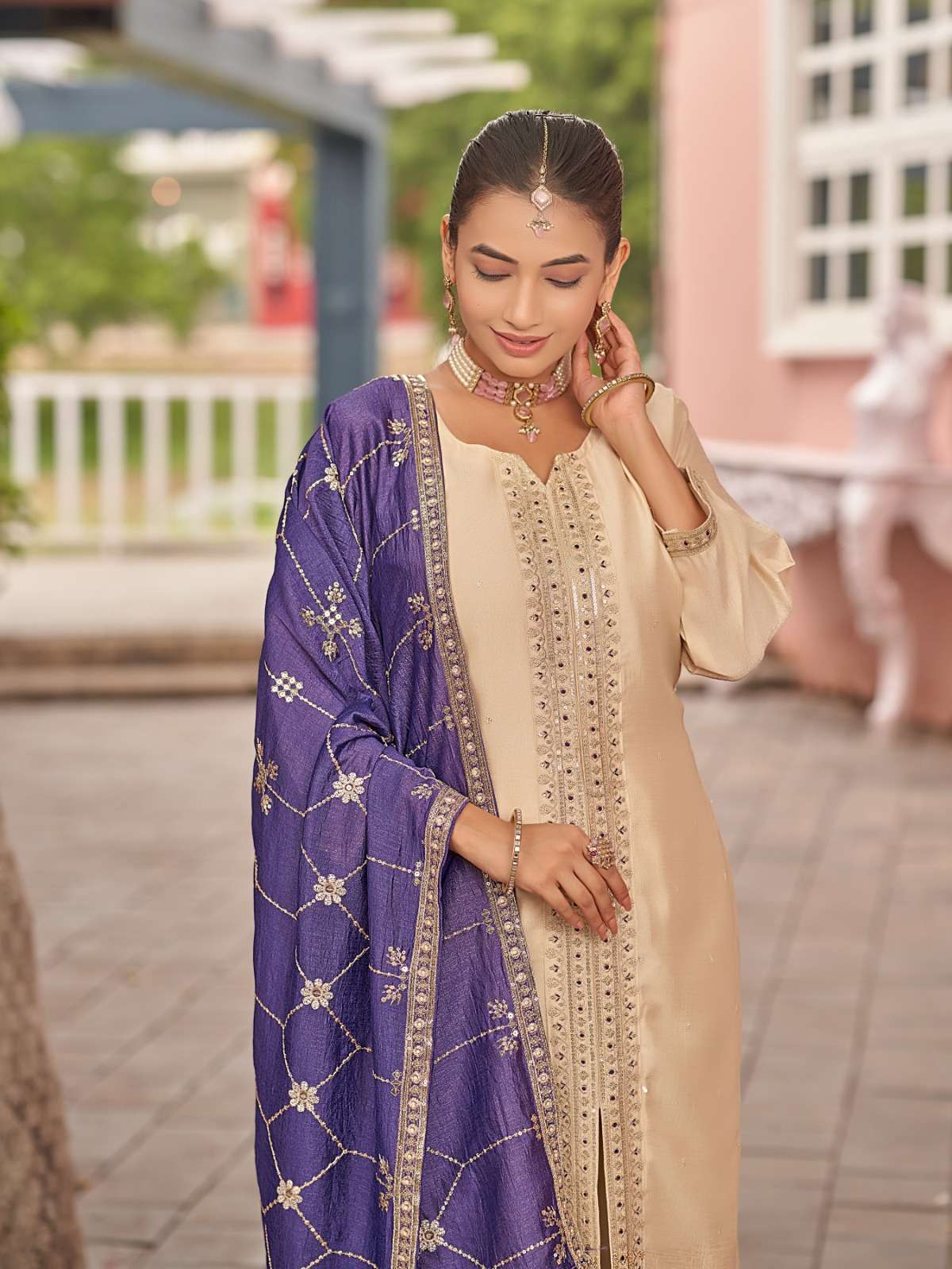 PINEAPPLE BY AANCHI IN VICHITRA SILK WITH FANCY CONTRAS DUPATTA WORK 