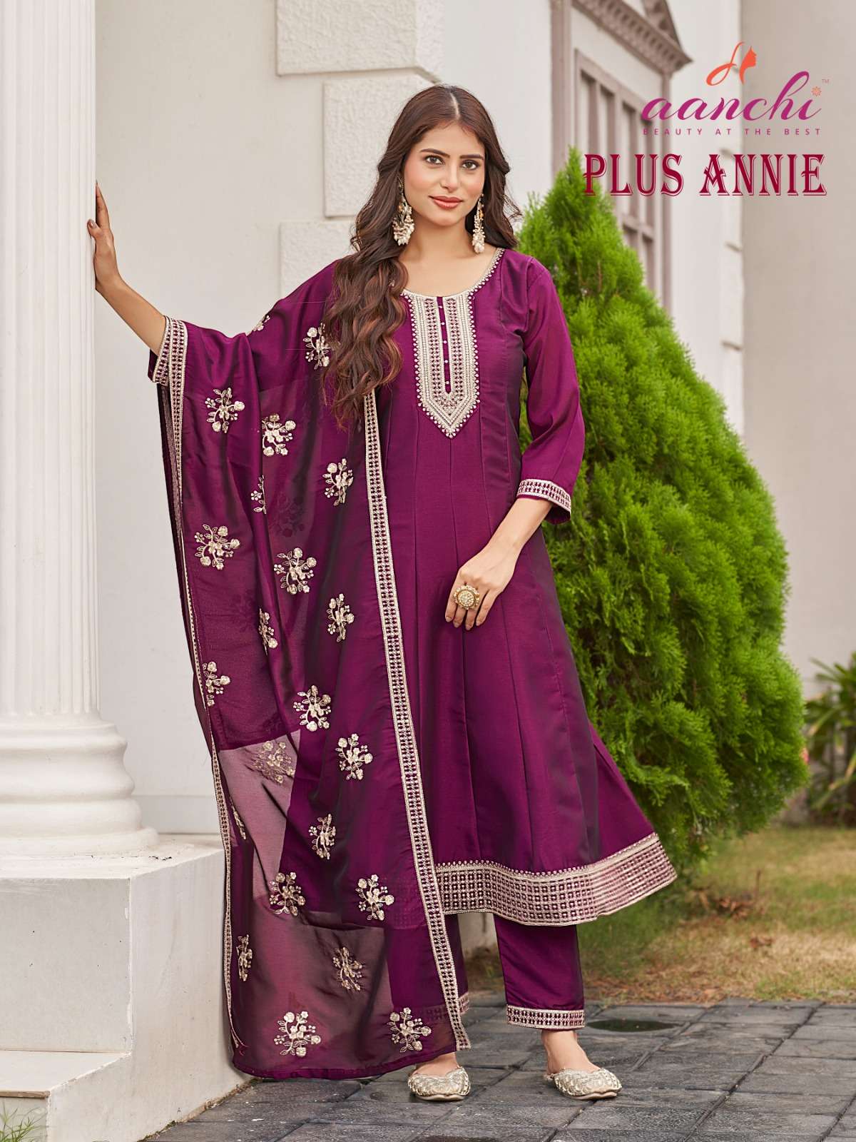 PLUS ANNIE BY AANCHI IN CRYSTAL SILK WITH BIG SIZE 3 PCS SET FLAIR CONCEPT 