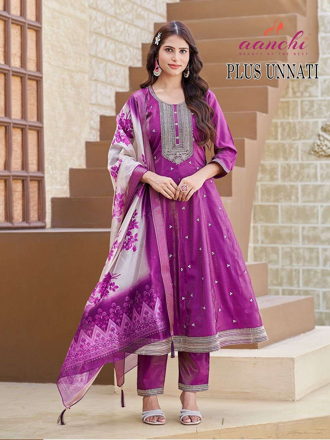 PLUS UNNATI BY AANCHI IN ROMAN SHIMMER WITH FANCY DIGITAL PRINT DUPATTA