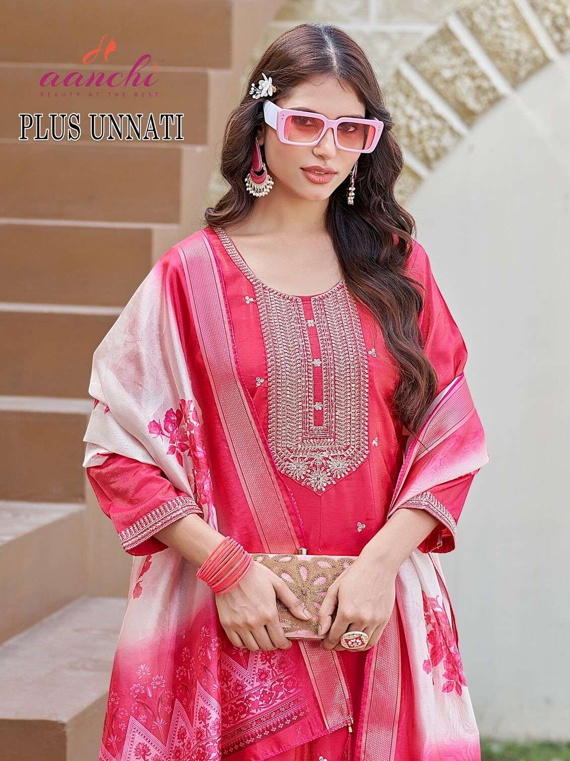 PLUS UNNATI BY AANCHI IN ROMAN SHIMMER WITH FANCY DIGITAL PRINT DUPATTA