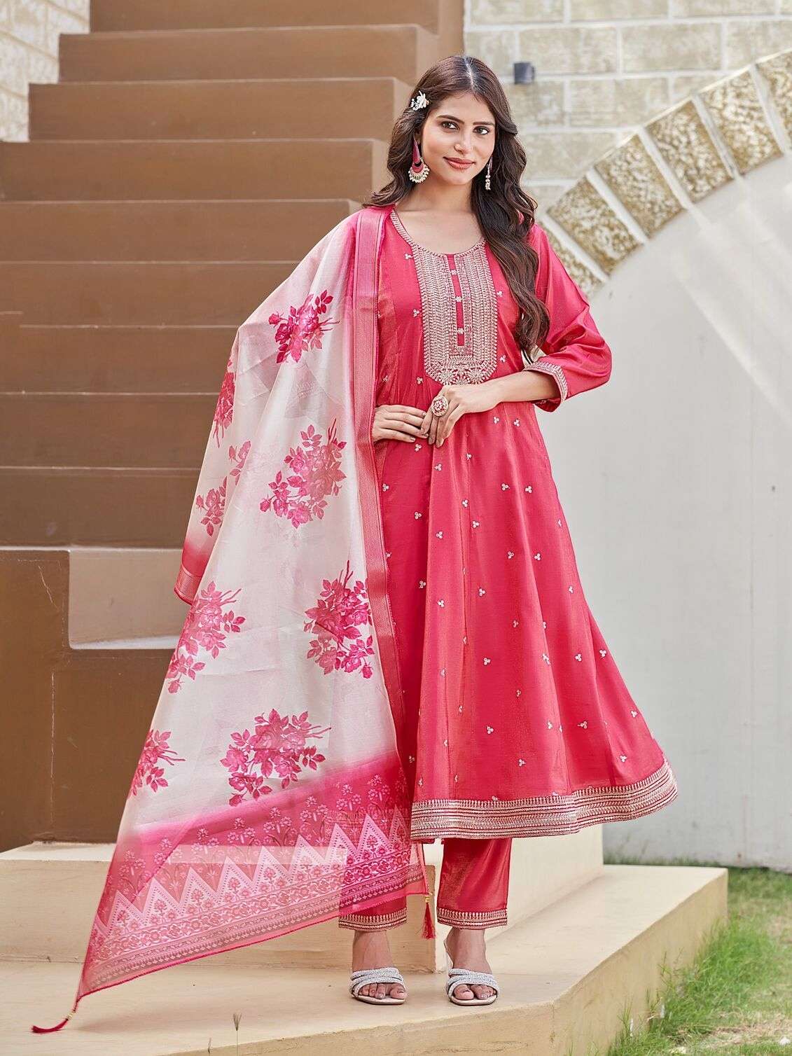 PLUS UNNATI BY AANCHI IN ROMAN SHIMMER WITH FANCY DIGITAL PRINT DUPATTA