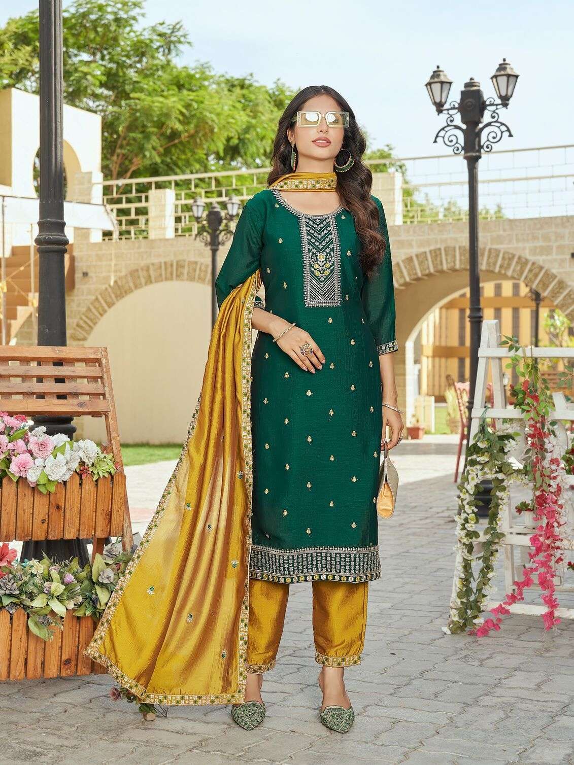 PLUS ZEENAT BY AANCHI IN VICHITRA SILK WITH WORK 3 PCS SET STRAIGHT CONCEPT