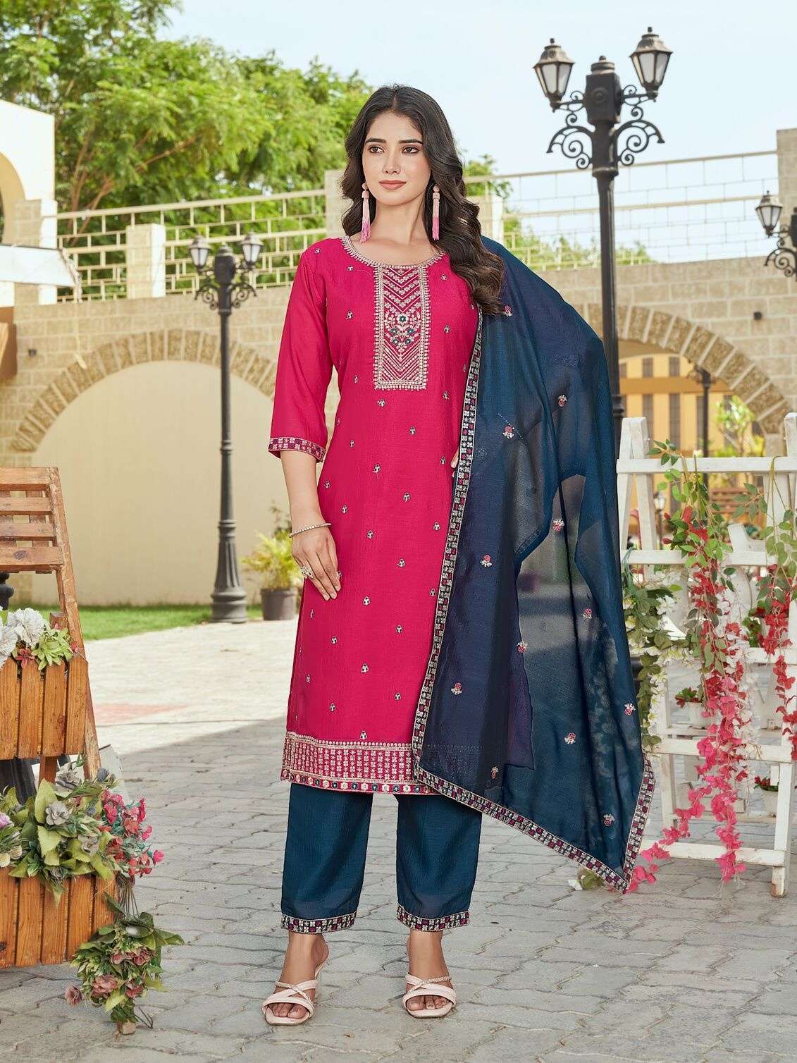 PLUS ZEENAT BY AANCHI IN VICHITRA SILK WITH WORK 3 PCS SET STRAIGHT CONCEPT