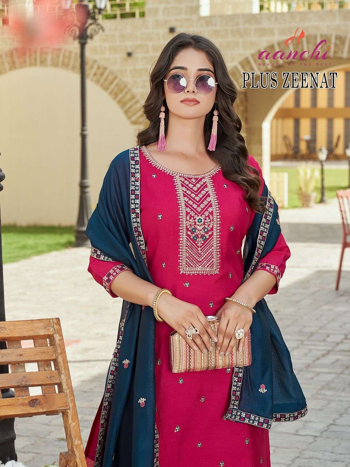 PLUS ZEENAT BY AANCHI IN VICHITRA SILK WITH WORK 3 PCS SET STRAIGHT CONCEPT