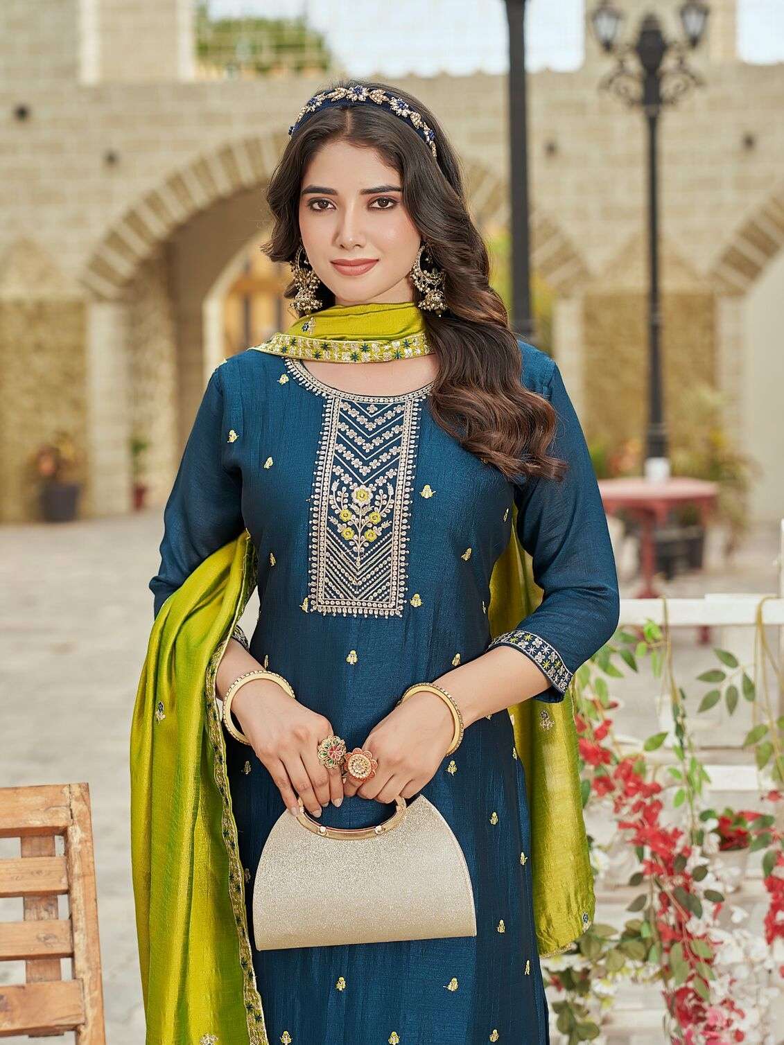 PLUS ZEENAT BY AANCHI IN VICHITRA SILK WITH WORK 3 PCS SET STRAIGHT CONCEPT