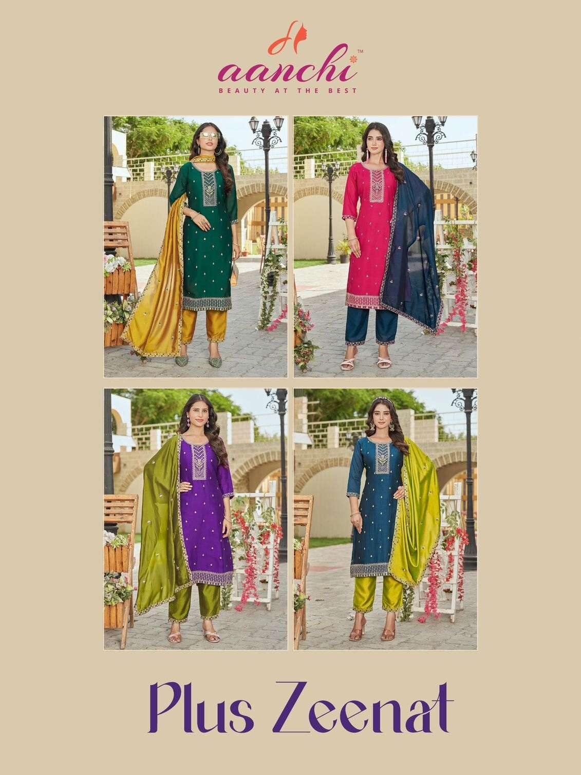 PLUS ZEENAT BY AANCHI IN VICHITRA SILK WITH WORK 3 PCS SET STRAIGHT CONCEPT