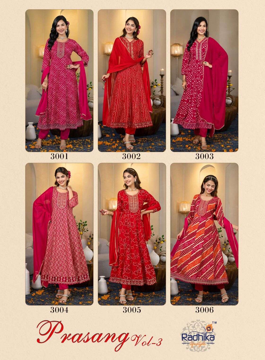 PRASANG VOL-3 BY RADHIKA LIFESTYLE IN HEAVY REYON FOIL PRINT WITH EMBROIDERY WORK 