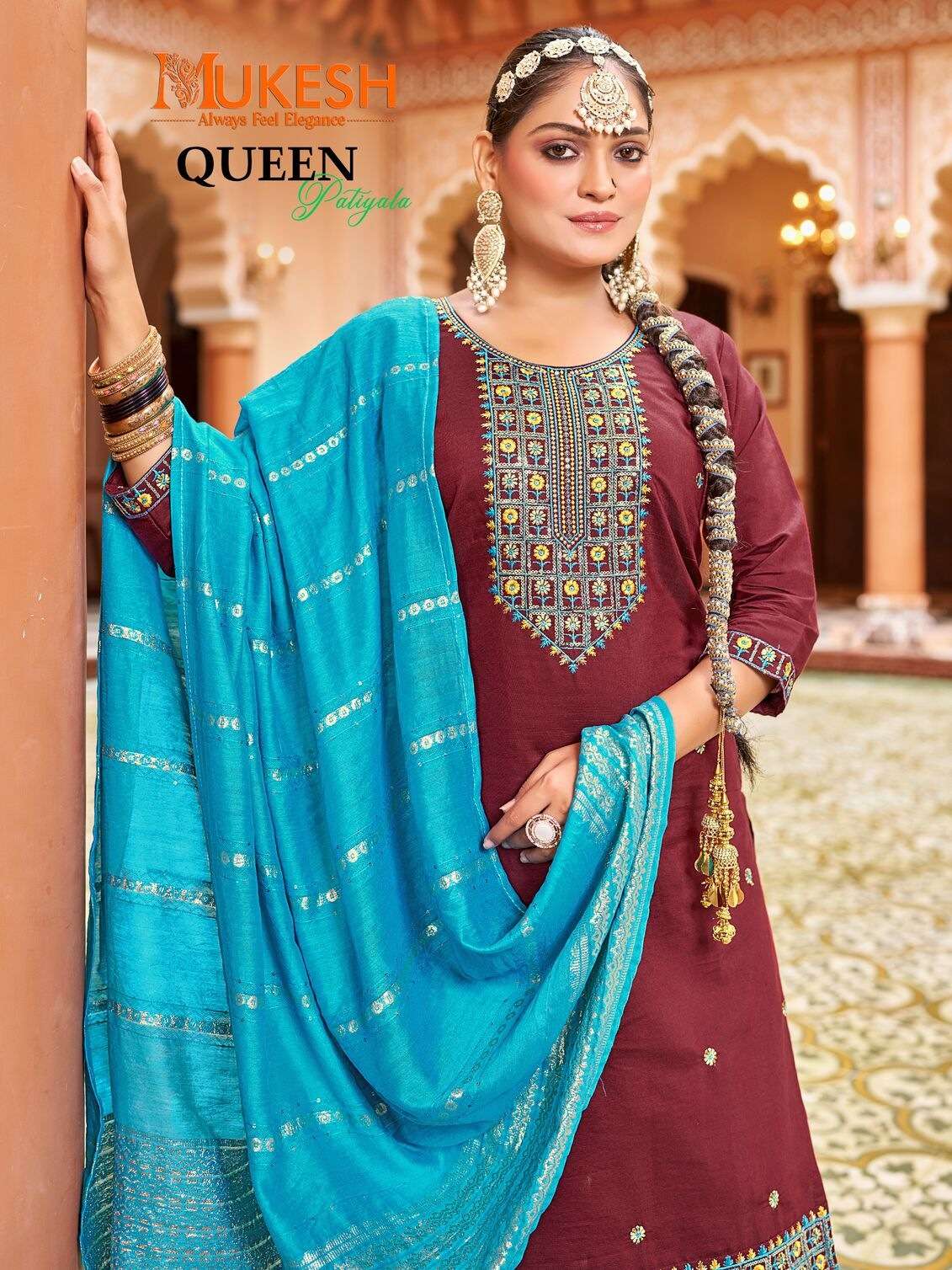 QUEEN PATIYALA BY MUKESH IN GADHWAL SILK WITH HEAVY EMBROIDERY SEQUENCE WORK