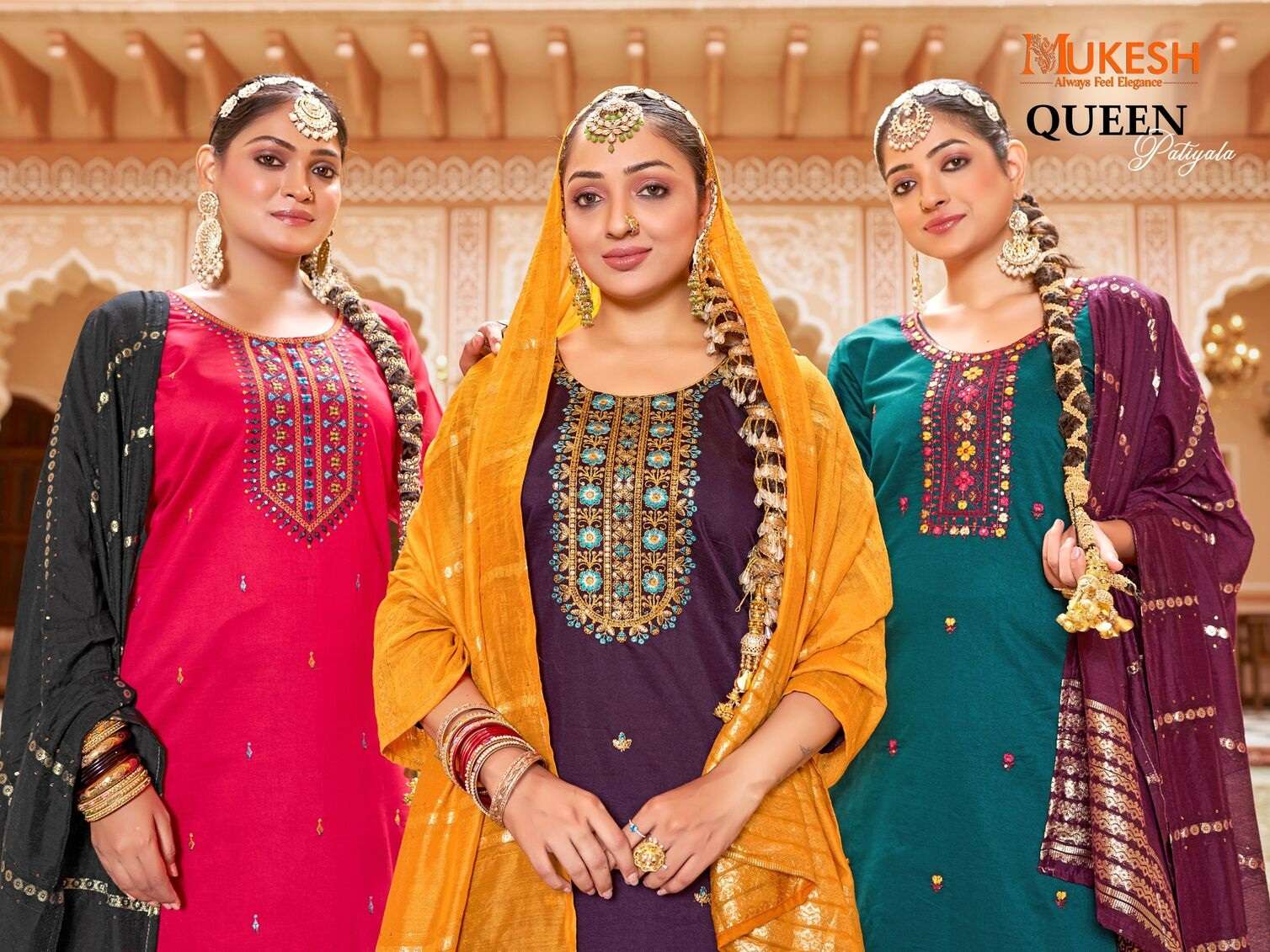 QUEEN PATIYALA BY MUKESH IN GADHWAL SILK WITH HEAVY EMBROIDERY SEQUENCE WORK