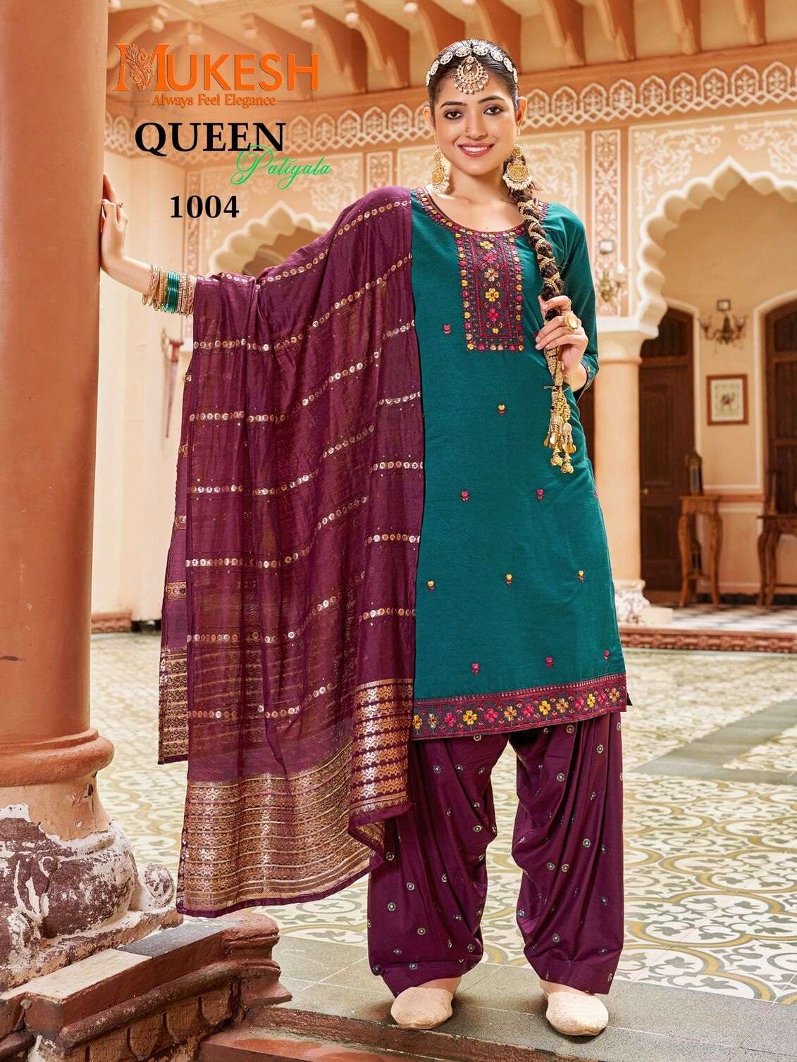 QUEEN PATIYALA BY MUKESH IN GADHWAL SILK WITH HEAVY EMBROIDERY SEQUENCE WORK