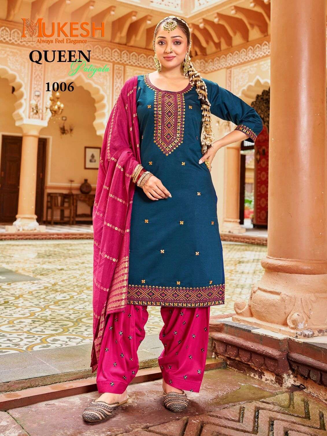 QUEEN PATIYALA BY MUKESH IN GADHWAL SILK WITH HEAVY EMBROIDERY SEQUENCE WORK