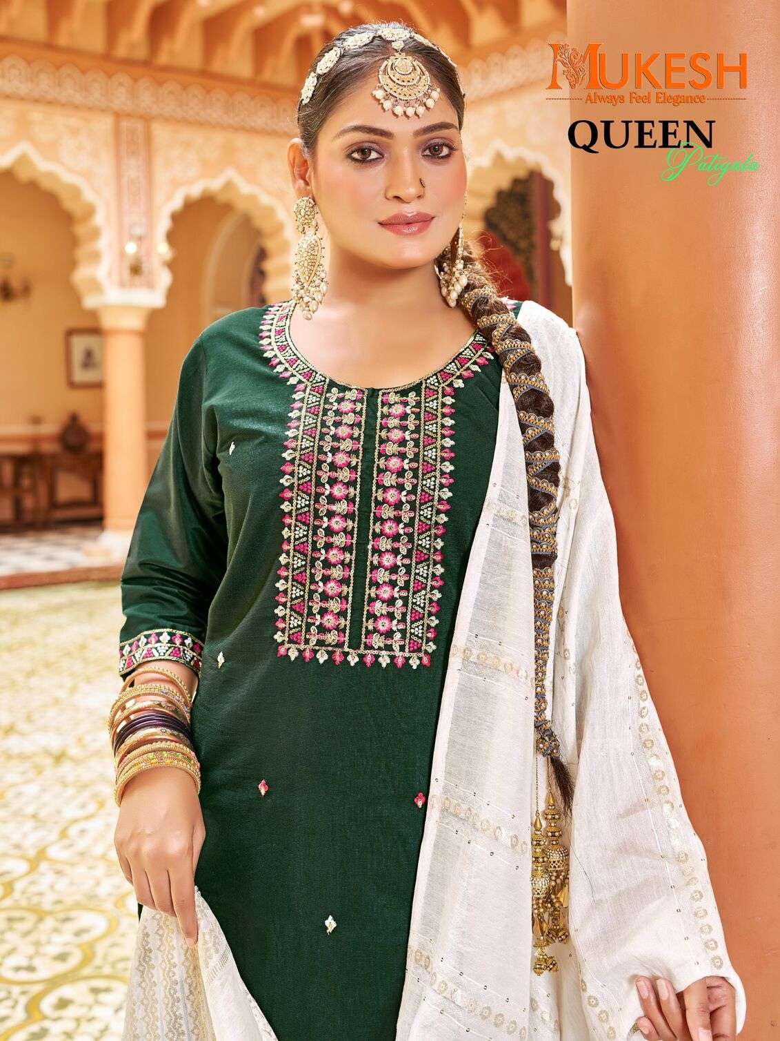QUEEN PATIYALA BY MUKESH IN GADHWAL SILK WITH HEAVY EMBROIDERY SEQUENCE WORK