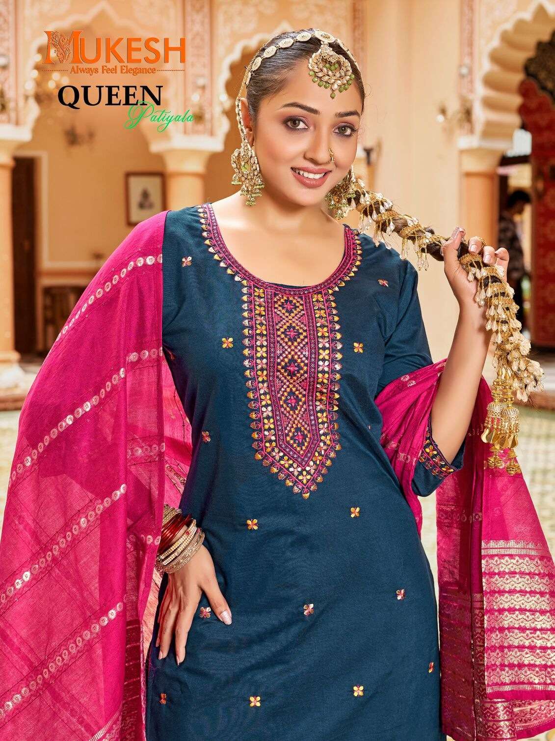 QUEEN PATIYALA BY MUKESH IN GADHWAL SILK WITH HEAVY EMBROIDERY SEQUENCE WORK