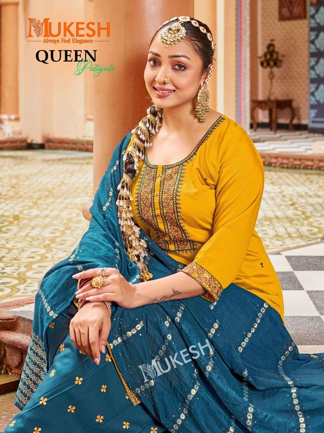 QUEEN PATIYALA BY MUKESH IN GADHWAL SILK WITH HEAVY EMBROIDERY SEQUENCE WORK