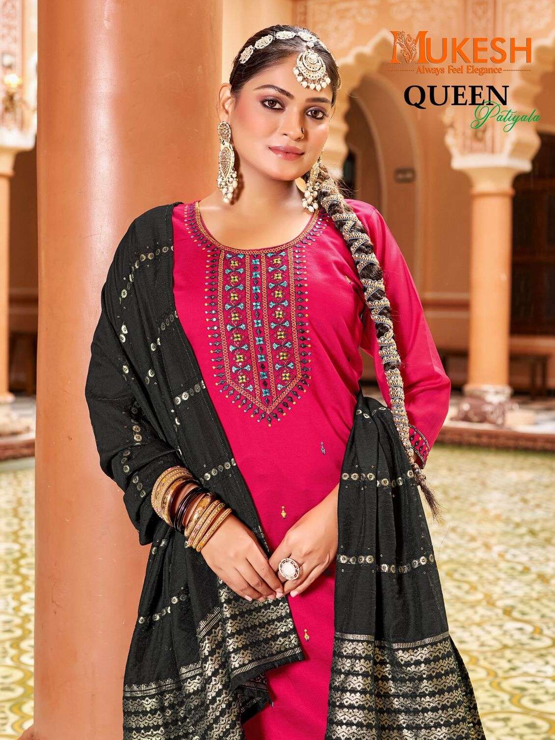 QUEEN PATIYALA BY MUKESH IN GADHWAL SILK WITH HEAVY EMBROIDERY SEQUENCE WORK
