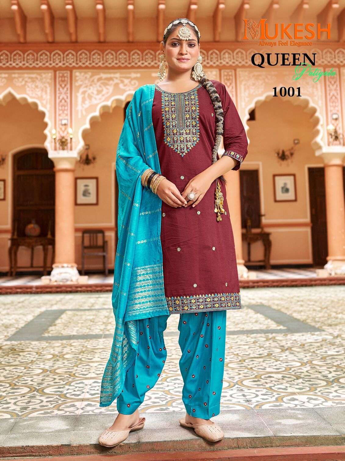 QUEEN PATIYALA BY MUKESH IN GADHWAL SILK WITH HEAVY EMBROIDERY SEQUENCE WORK
