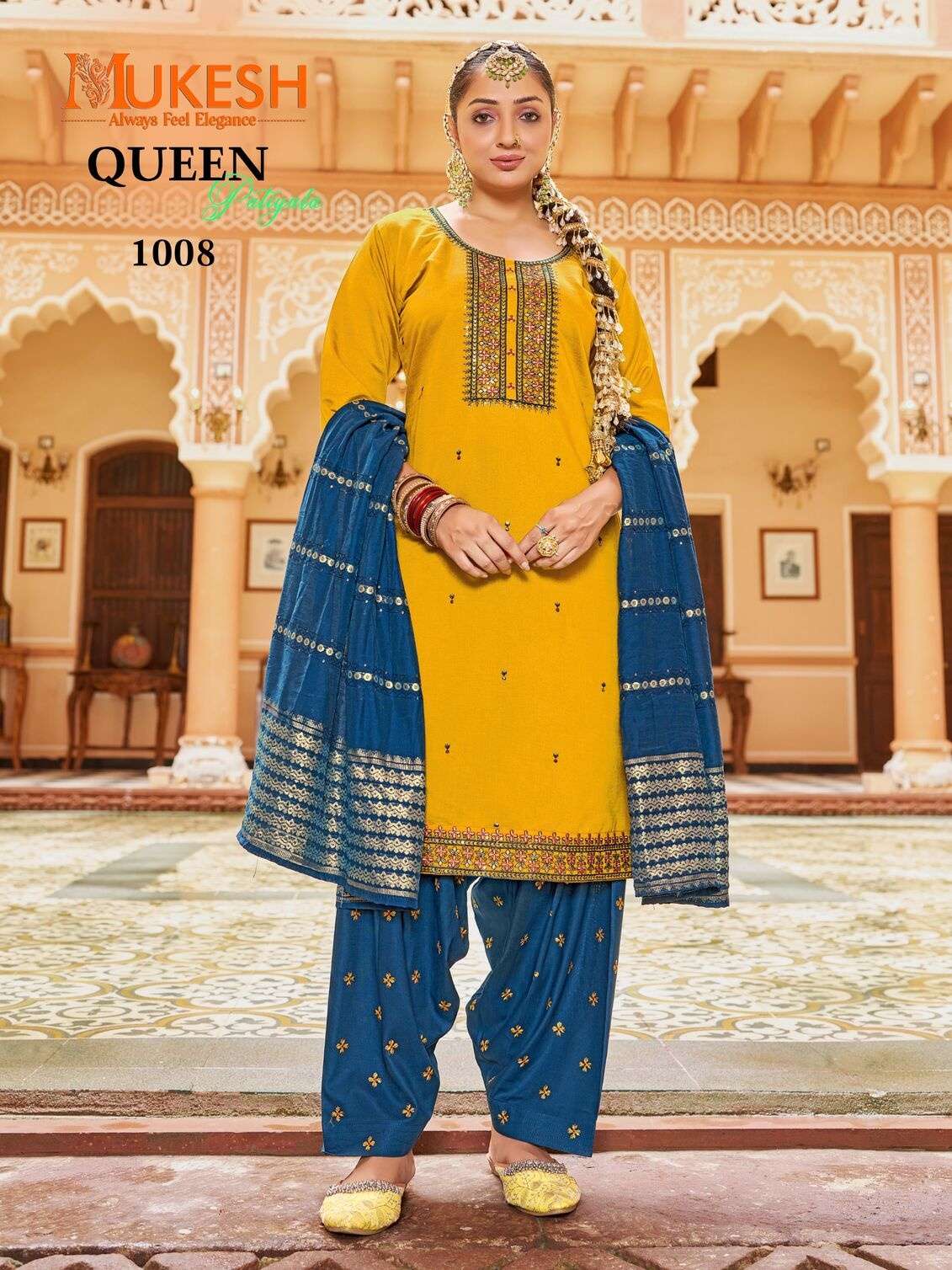 QUEEN PATIYALA BY MUKESH IN GADHWAL SILK WITH HEAVY EMBROIDERY SEQUENCE WORK