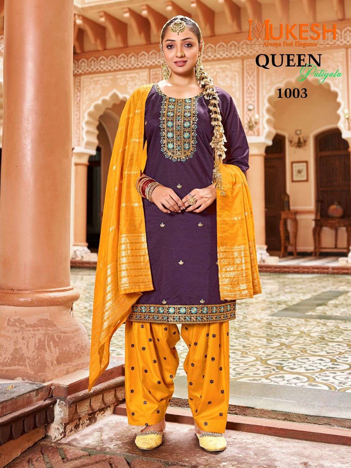 QUEEN PATIYALA BY MUKESH IN GADHWAL SILK WITH HEAVY EMBROIDERY SEQUENCE WORK