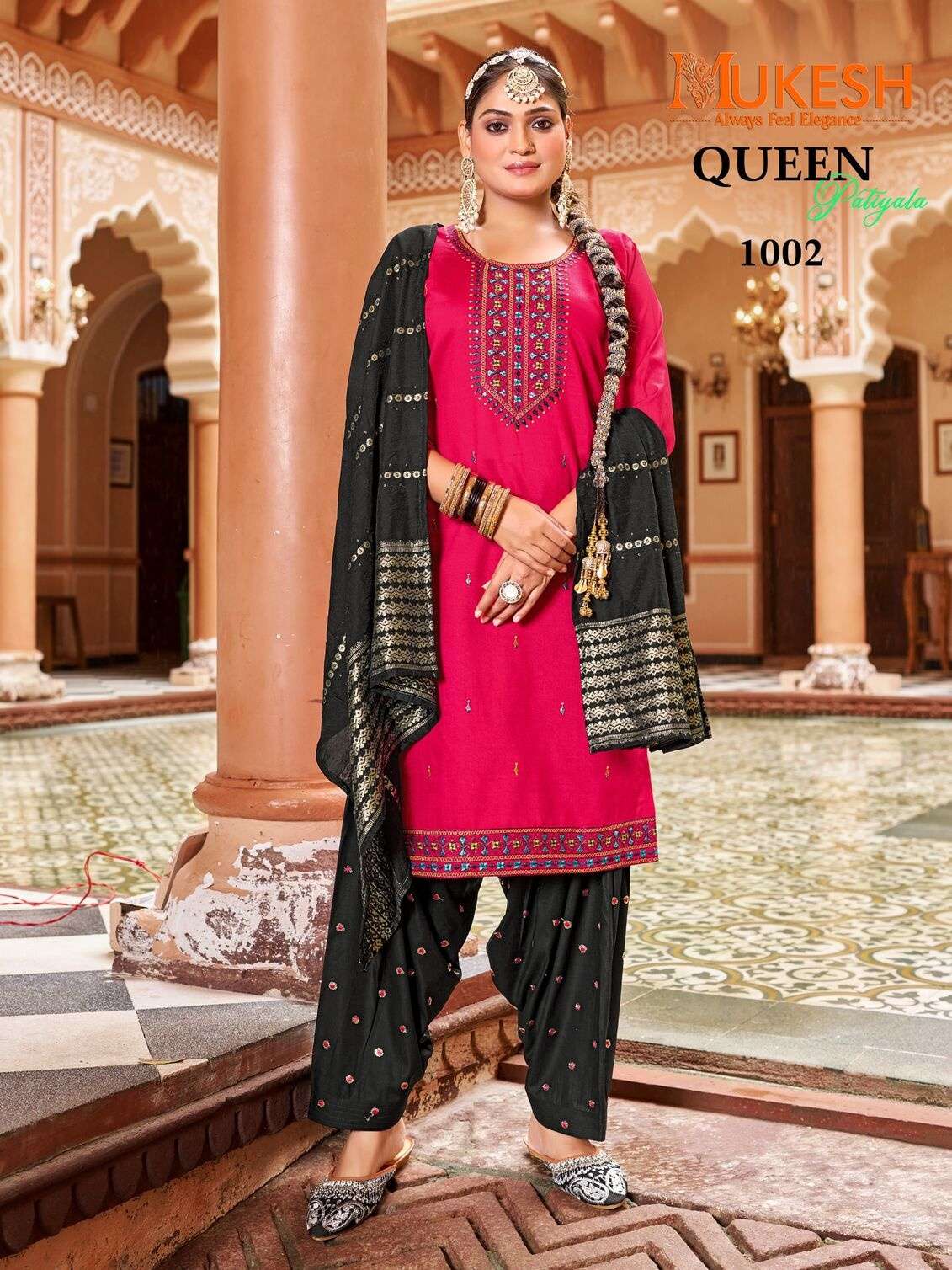 QUEEN PATIYALA BY MUKESH IN GADHWAL SILK WITH HEAVY EMBROIDERY SEQUENCE WORK