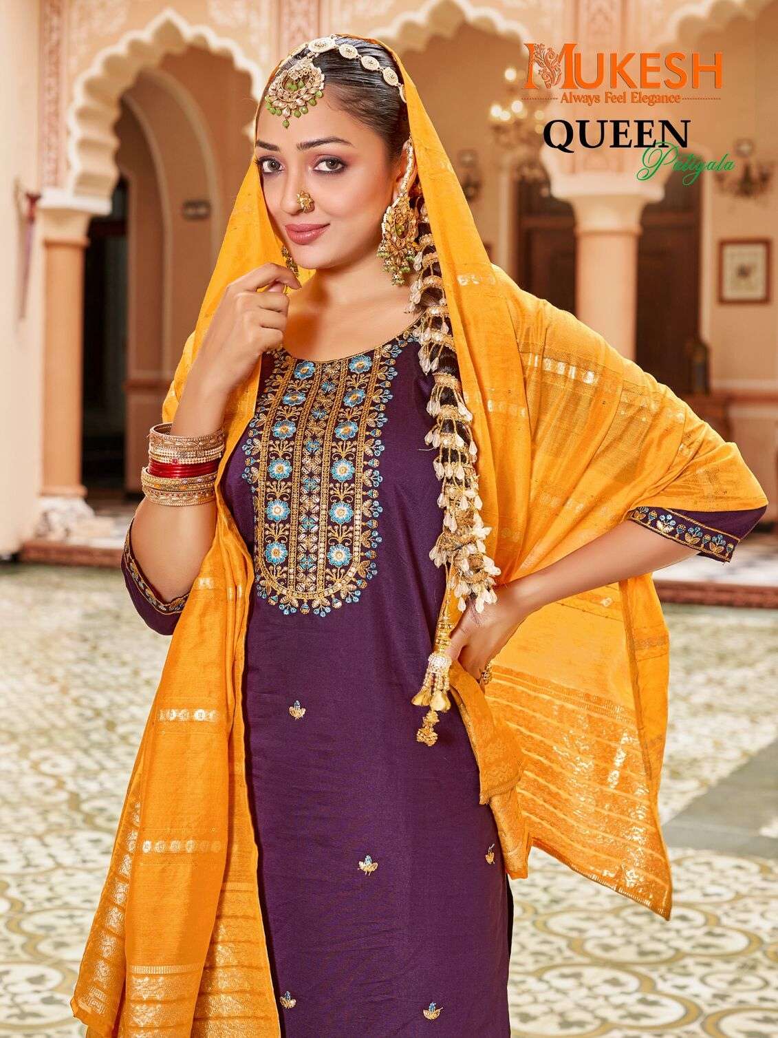 QUEEN PATIYALA BY MUKESH IN GADHWAL SILK WITH HEAVY EMBROIDERY SEQUENCE WORK