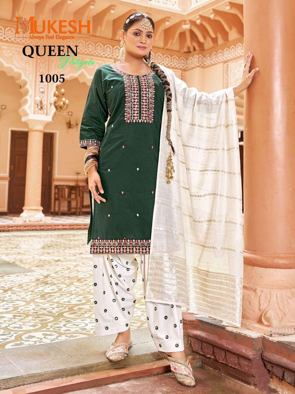 QUEEN PATIYALA BY MUKESH IN GADHWAL SILK WITH HEAVY EMBROIDERY SEQUENCE WORK