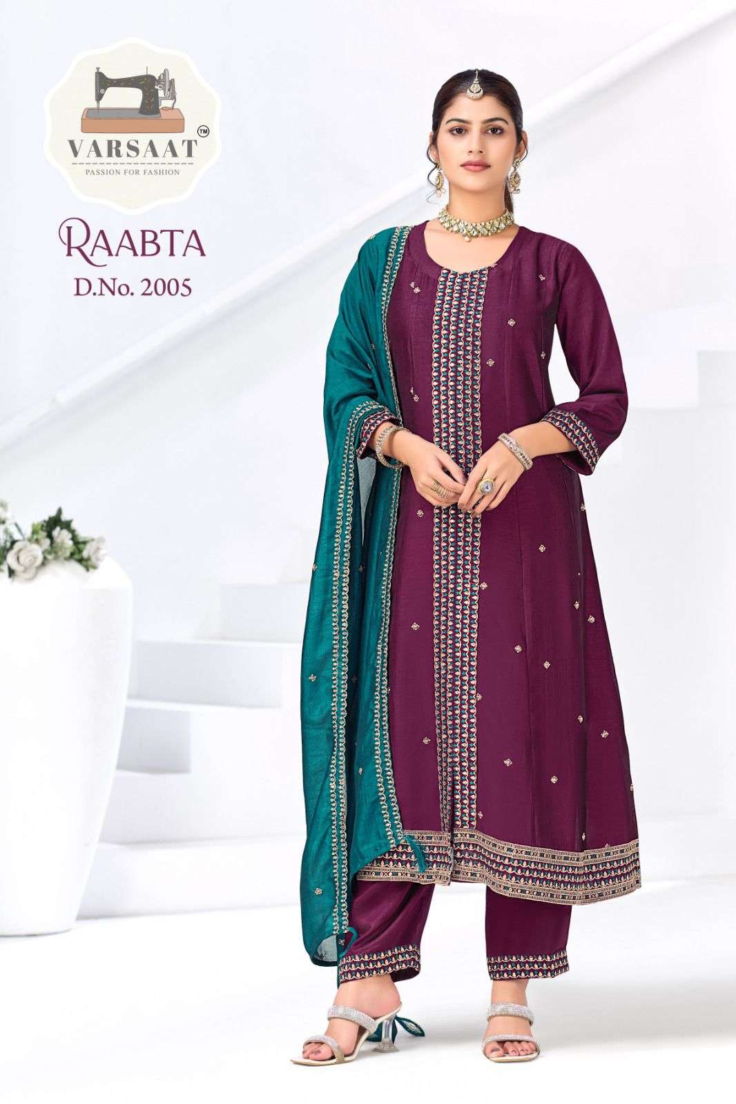 RAABTA BY VARSAAT IN VICHITRA SILK ANARKALI WITH EMBROIDERY WORK 