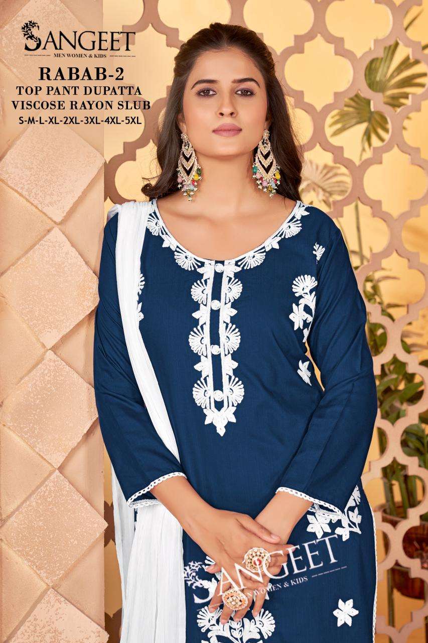 RABAB-2 BY SANGEET IN VISCOSE RAYON SLUB WHITE EMBROIDERY SEQUENCE WORK