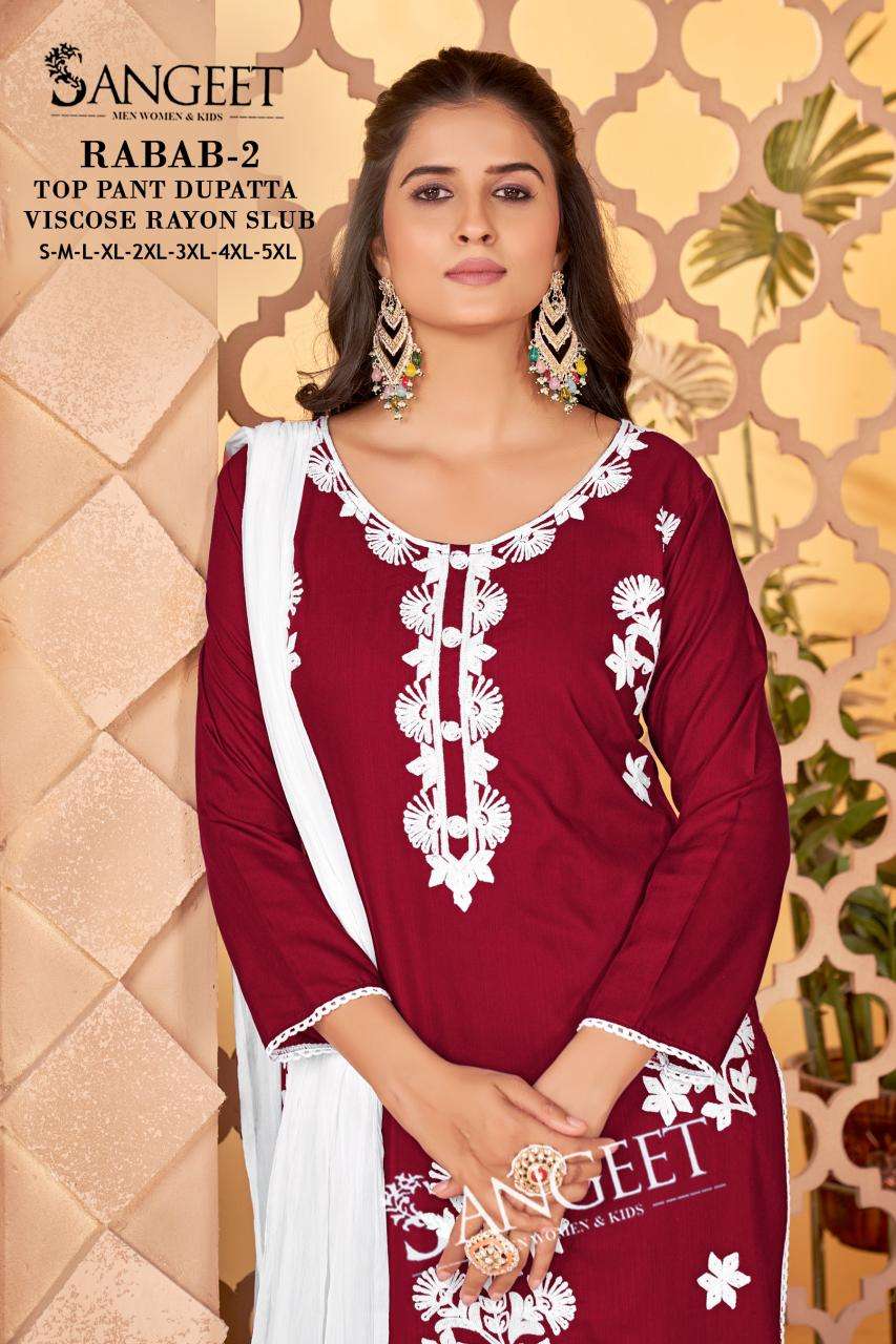 RABAB-2 BY SANGEET IN VISCOSE RAYON SLUB WHITE EMBROIDERY SEQUENCE WORK