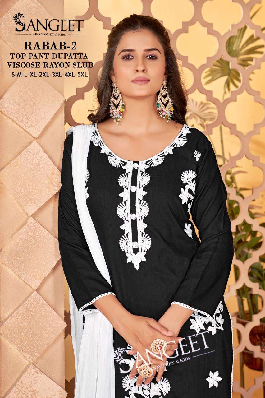 RABAB-2 BY SANGEET IN VISCOSE RAYON SLUB WHITE EMBROIDERY SEQUENCE WORK
