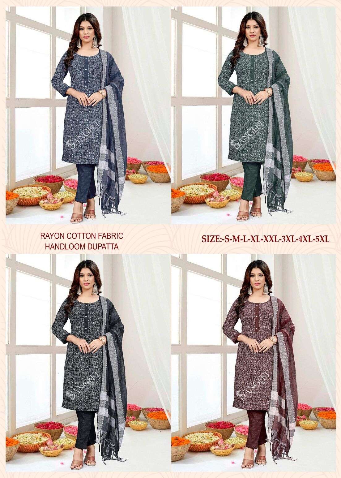 RABDI FRY-1 BY SANGEET IN RAYON COTTON FABRIC WITH HANDLOOM DUPPATA 