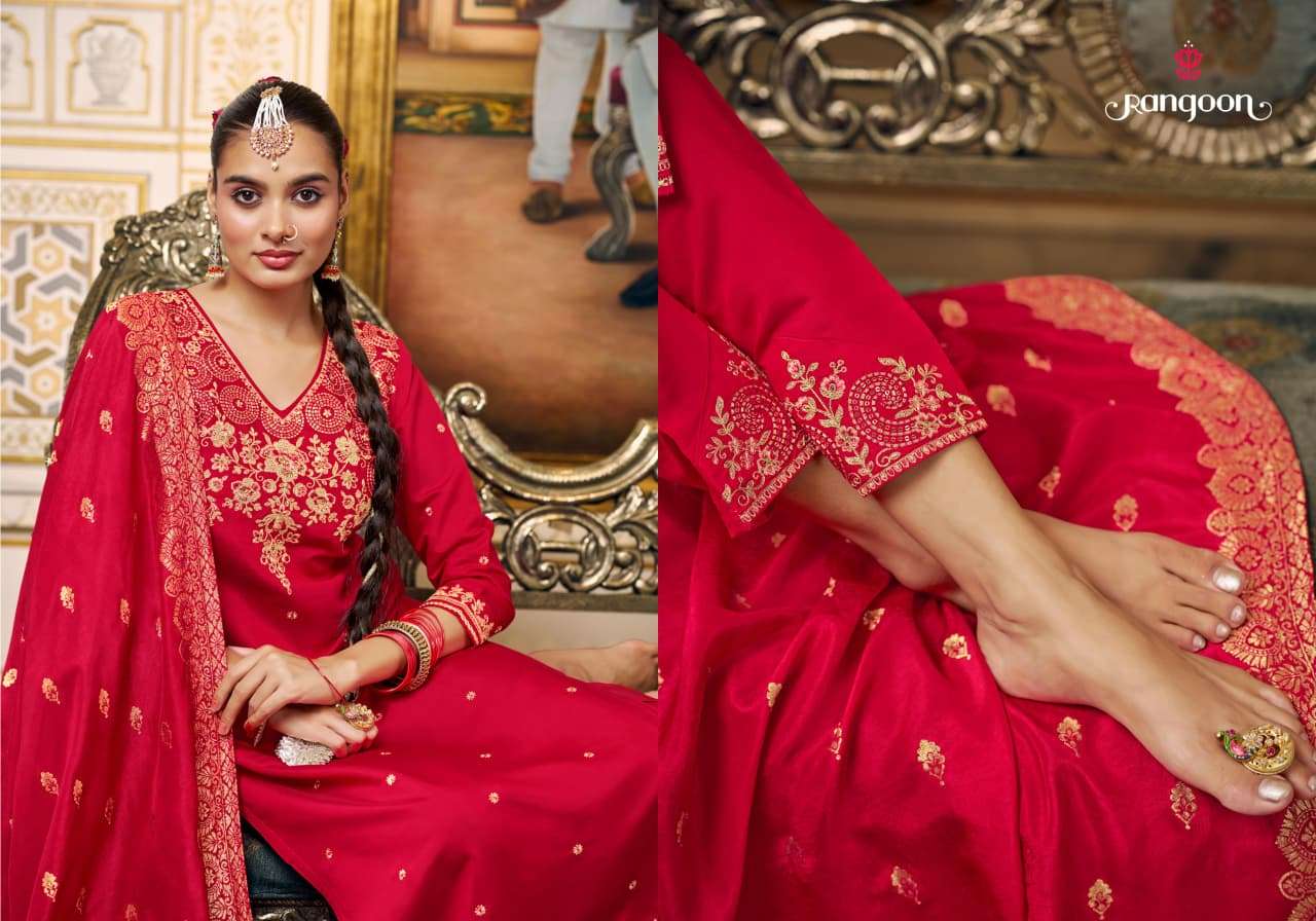 RADHA RANI BY RANGOON IN SILK WITH FANCY EMBRODERY WORK AND FULL COTTON MAL INNER