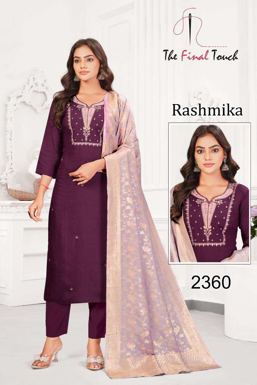 RASHMIKA BY THE FINAL TOUCH IN ROMAN WITH HEAVY EMBROIDERY WOTK WITH INNER 