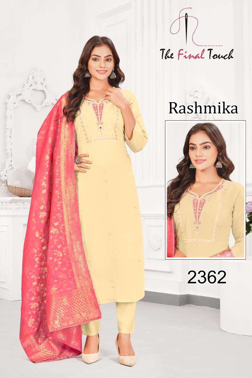 RASHMIKA BY THE FINAL TOUCH IN ROMAN WITH HEAVY EMBROIDERY WOTK WITH INNER 