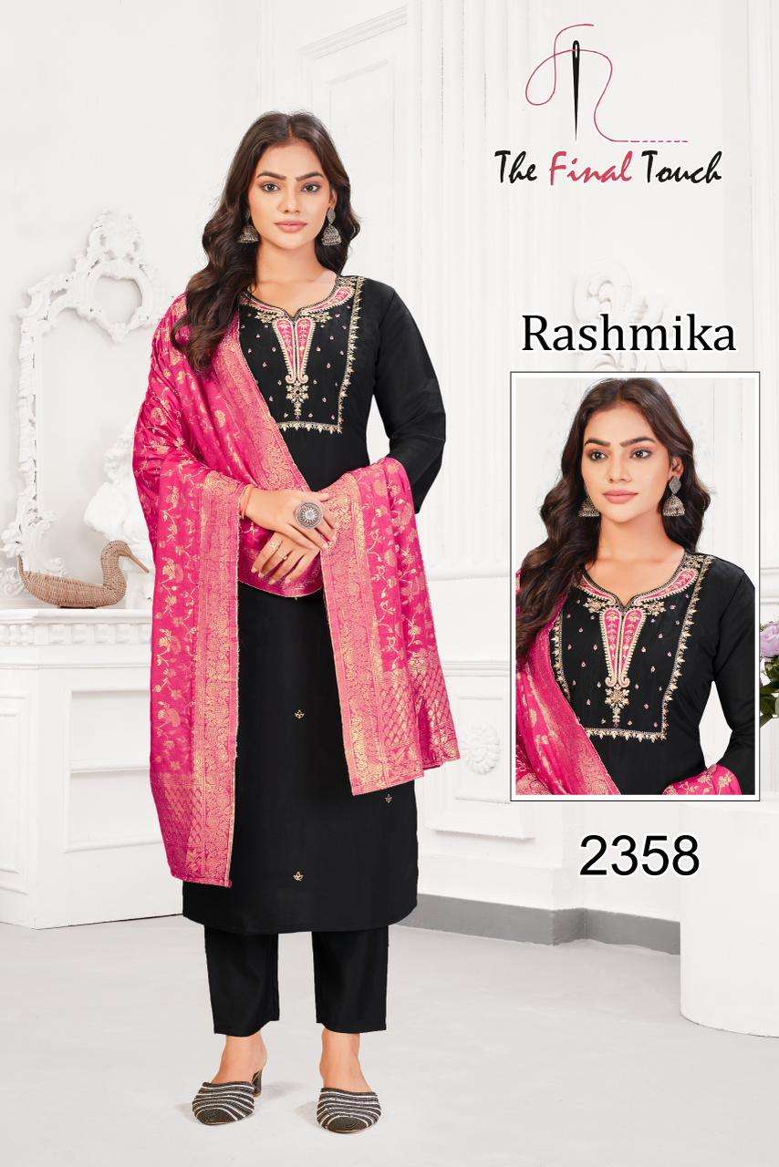 RASHMIKA BY THE FINAL TOUCH IN ROMAN WITH HEAVY EMBROIDERY WOTK WITH INNER 