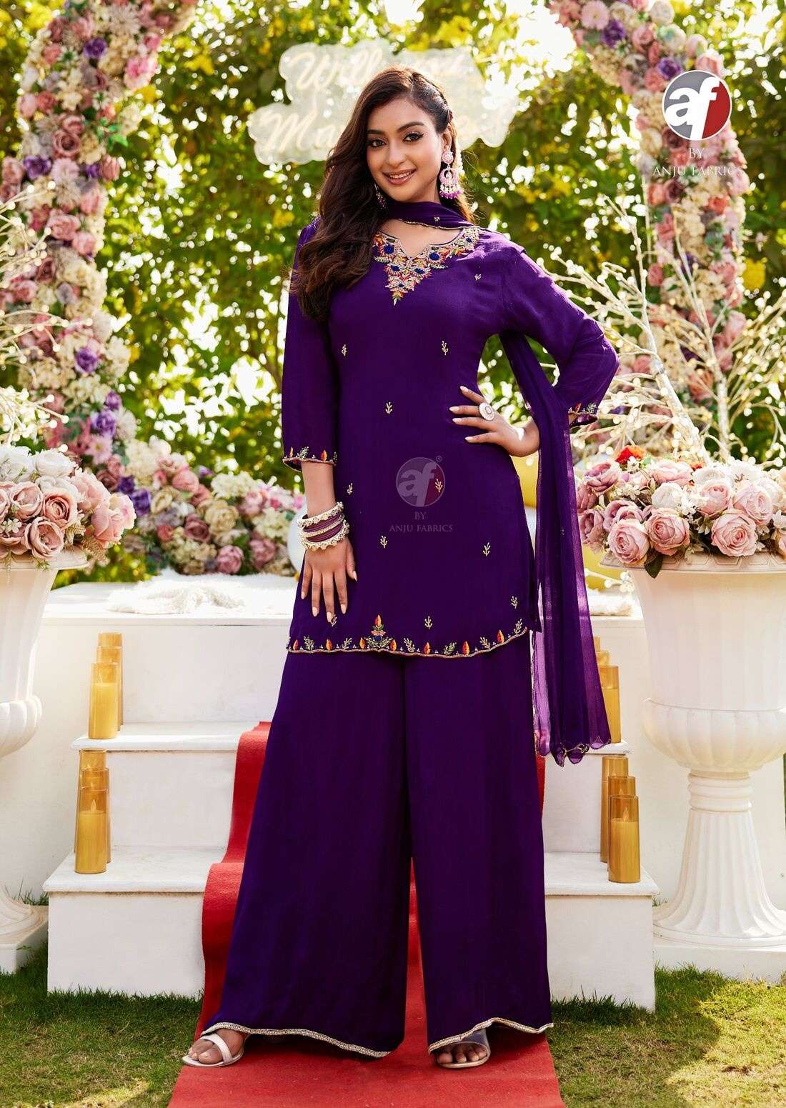 RASM VOL-7 BY ANJU FABRICS IN PURE CHINNON CHIFFON WITH PURE  HEAVY HAND WORK 