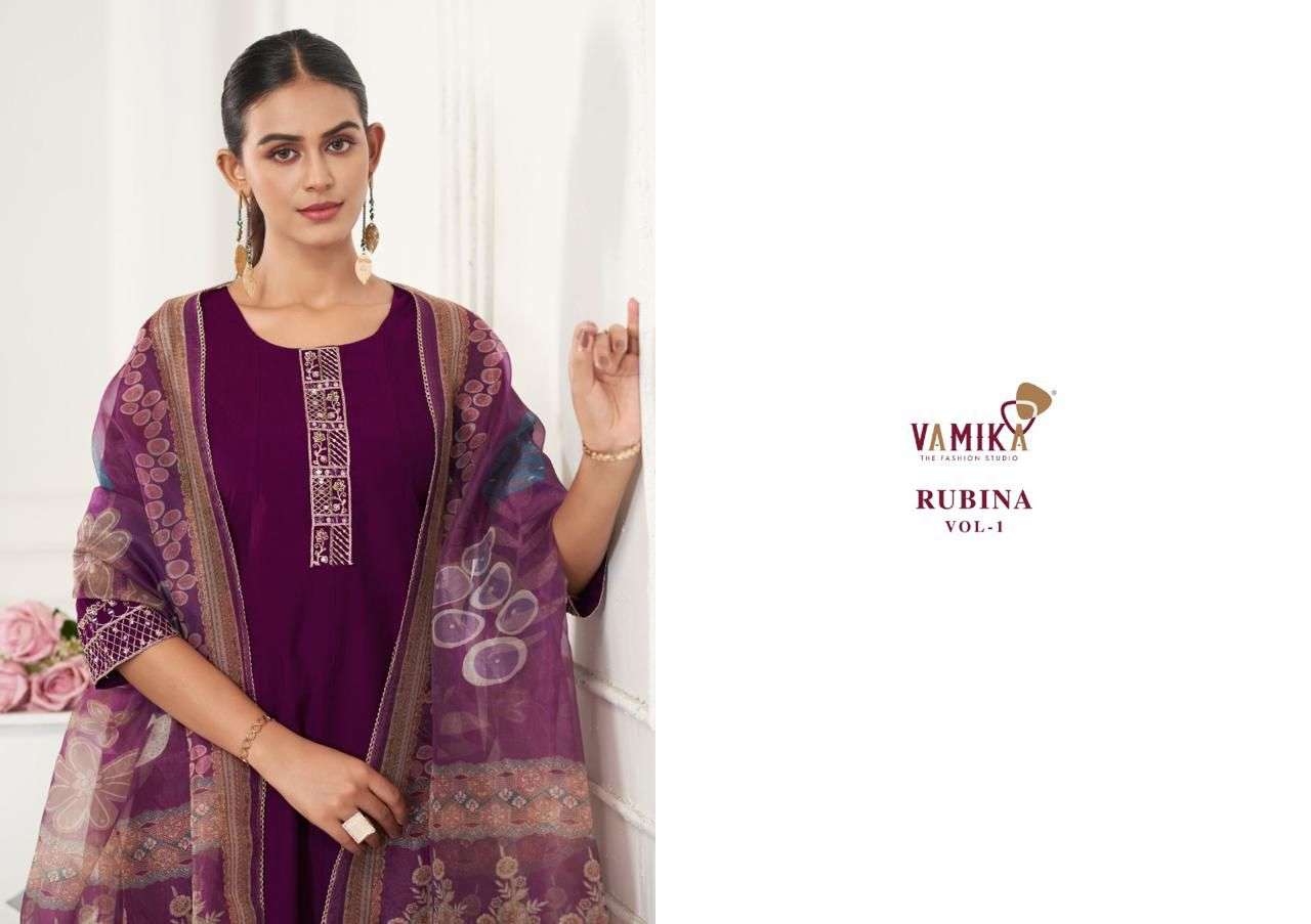 RUBINA VOL-1 BY VAMIKA IN HEAVY VISCOSE ROMAN SILK WITH HEAVY EMBROIDERY & HANDWORK 