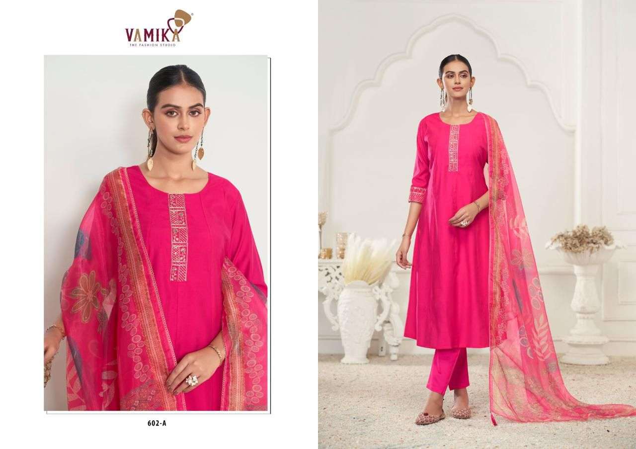 RUBINA VOL-1 BY VAMIKA IN HEAVY VISCOSE ROMAN SILK WITH HEAVY EMBROIDERY & HANDWORK 
