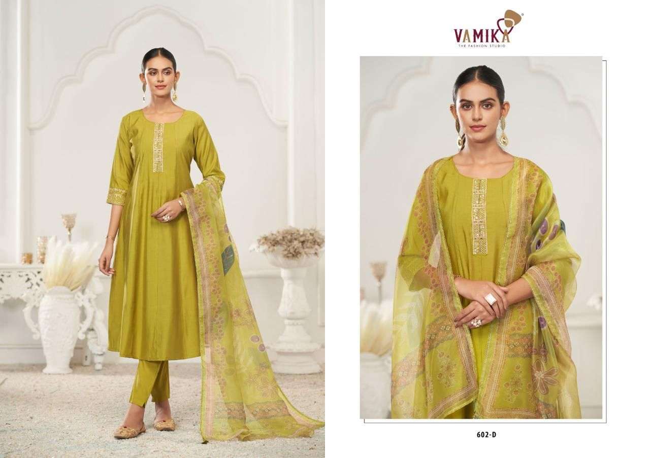 RUBINA VOL-1 BY VAMIKA IN HEAVY VISCOSE ROMAN SILK WITH HEAVY EMBROIDERY & HANDWORK 