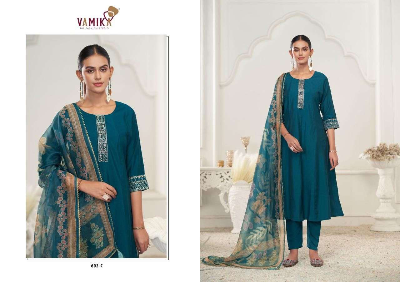 RUBINA VOL-1 BY VAMIKA IN HEAVY VISCOSE ROMAN SILK WITH HEAVY EMBROIDERY & HANDWORK 