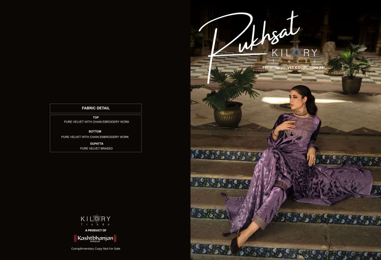 RUKHSAT BY KILORY TRENDS IN PURE VALVET WITH CHAIN EMBROIDERY WORK