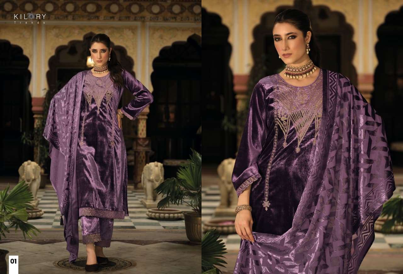 RUKHSAT BY KILORY TRENDS IN PURE VALVET WITH CHAIN EMBROIDERY WORK