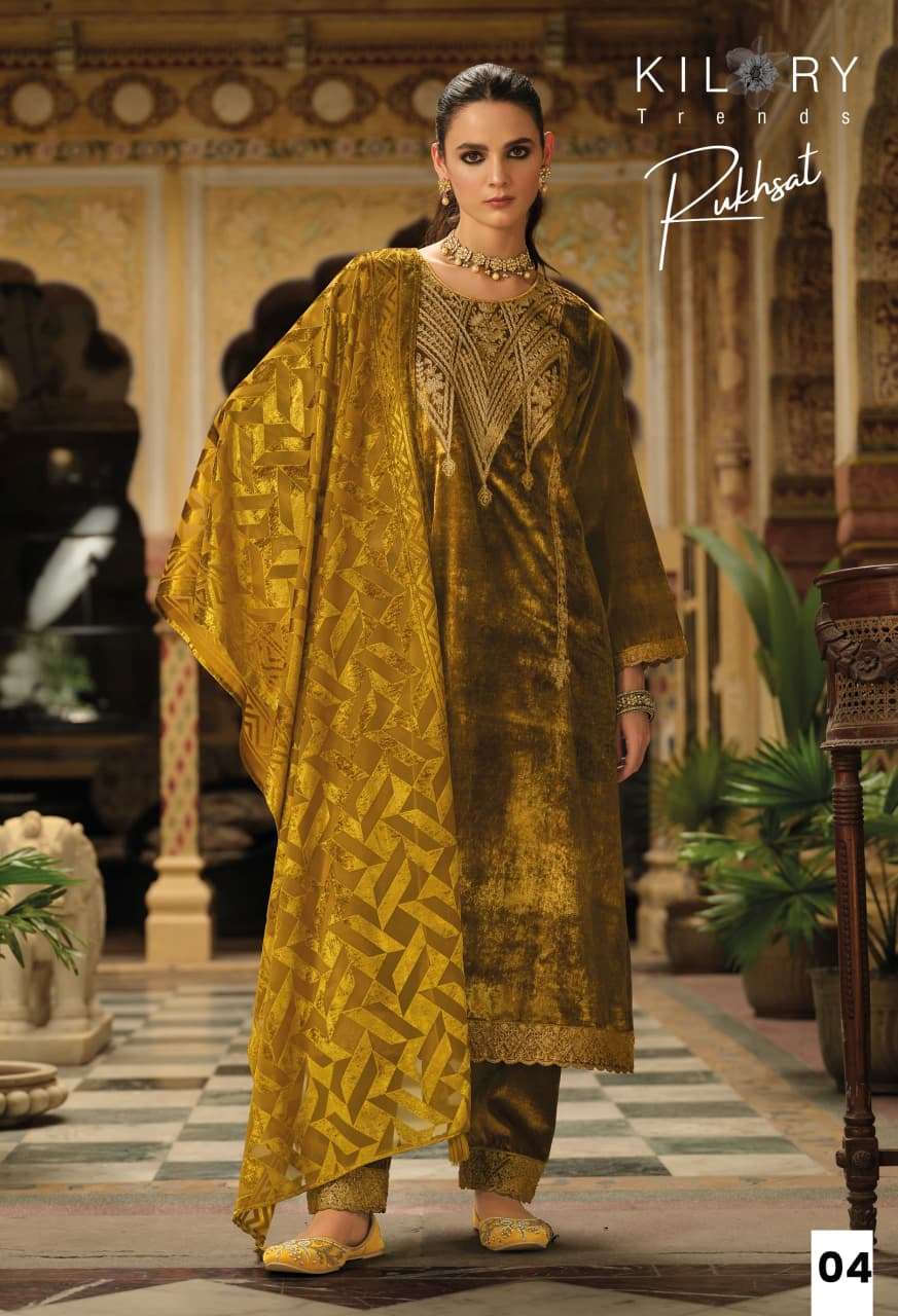 RUKHSAT BY KILORY TRENDS IN PURE VALVET WITH CHAIN EMBROIDERY WORK