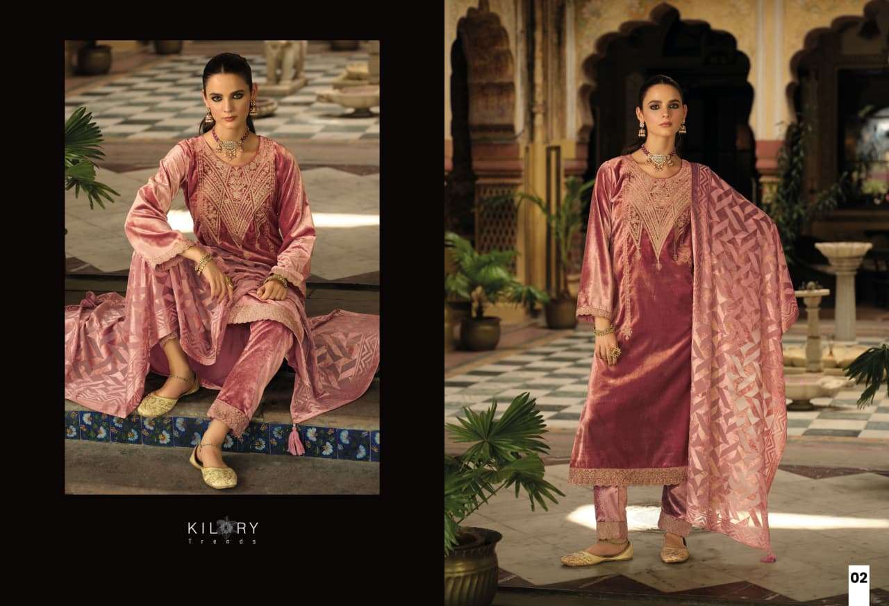 RUKHSAT BY KILORY TRENDS IN PURE VALVET WITH CHAIN EMBROIDERY WORK