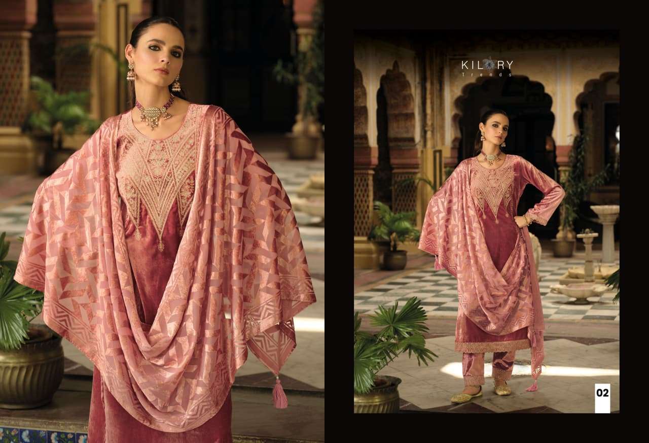 RUKHSAT BY KILORY TRENDS IN PURE VALVET WITH CHAIN EMBROIDERY WORK