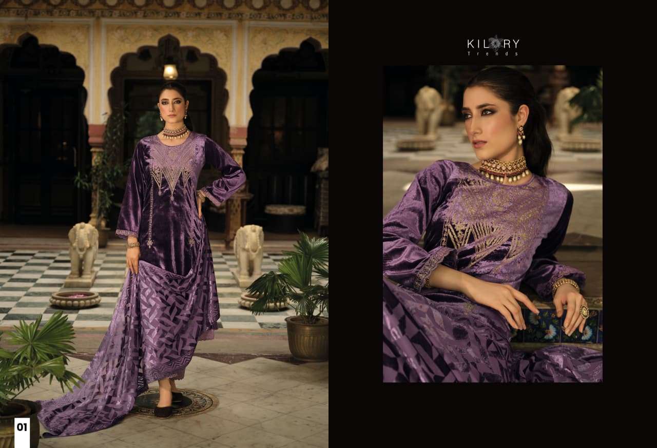 RUKHSAT BY KILORY TRENDS IN PURE VALVET WITH CHAIN EMBROIDERY WORK