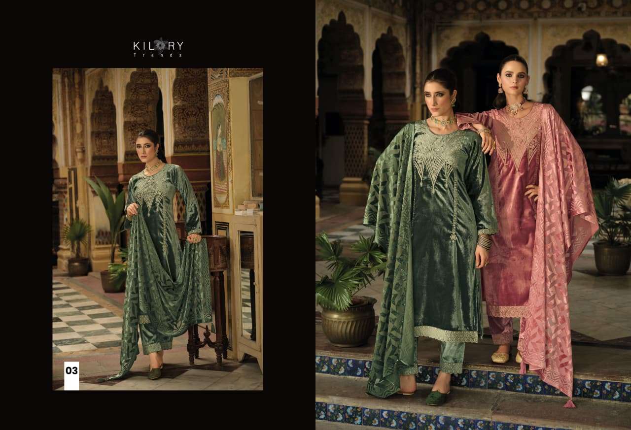 RUKHSAT BY KILORY TRENDS IN PURE VALVET WITH CHAIN EMBROIDERY WORK