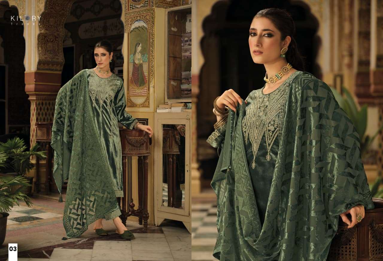 RUKHSAT BY KILORY TRENDS IN PURE VALVET WITH CHAIN EMBROIDERY WORK