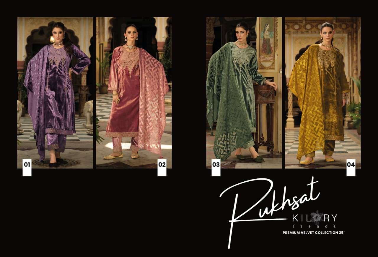 RUKHSAT BY KILORY TRENDS IN PURE VALVET WITH CHAIN EMBROIDERY WORK