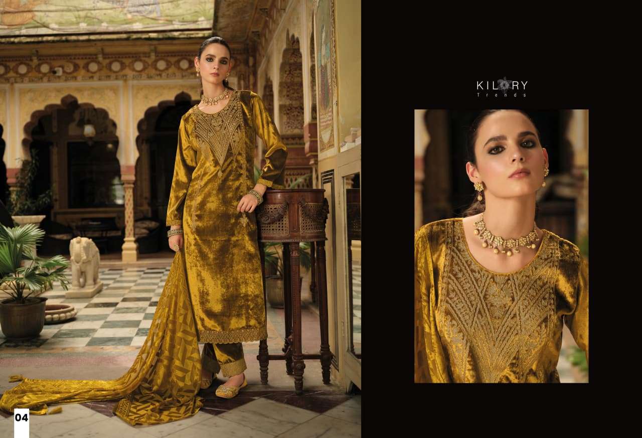 RUKHSAT BY KILORY TRENDS IN PURE VALVET WITH CHAIN EMBROIDERY WORK