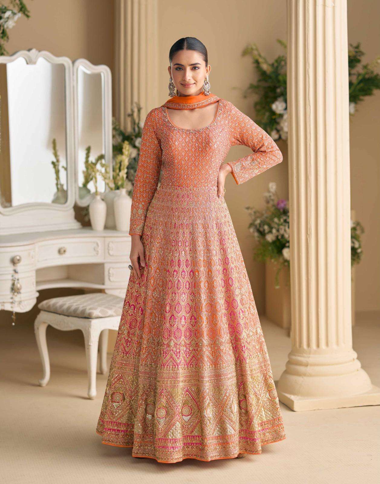 RUTBA BY SAYURI DESIGNER IN REAL PREMIUM GEROGETTE WITH EMBROIDERED SEROSKI ZARKAN GOWN 